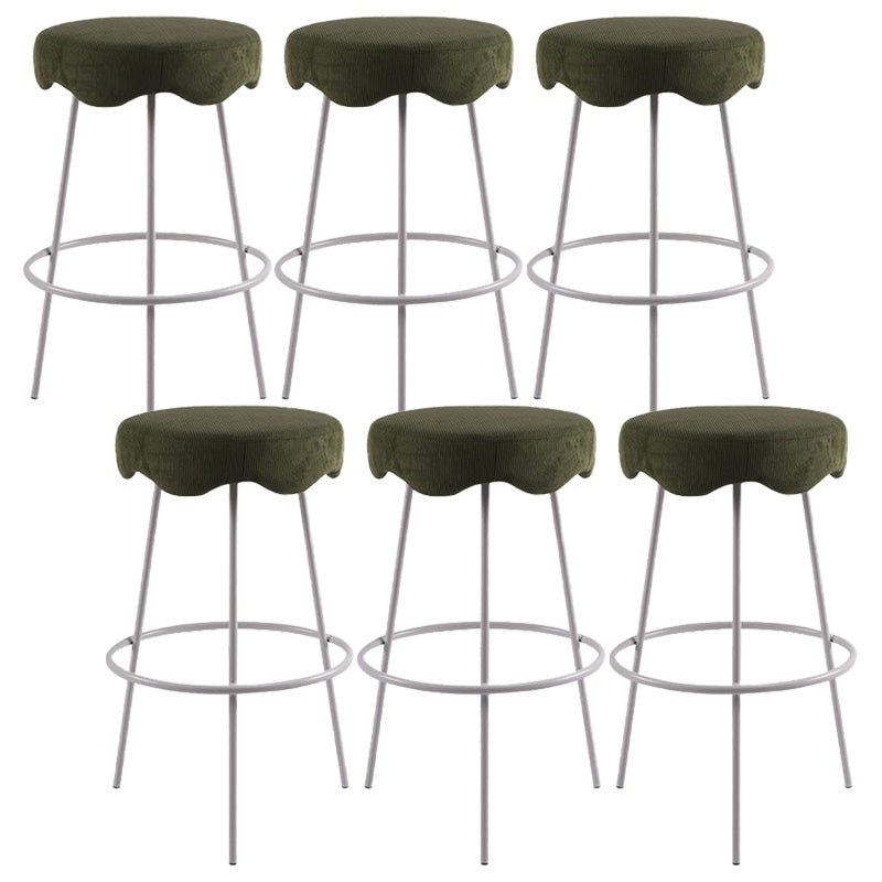 Contemporary Style Counter Stool Upholstered Bar-height Bar Stool with Metal Base White-Green 6 Piece Set Clearhalo 'Bar Furniture' 'Bar Stools' 'bar_stools' 'furn' 'furn_bar_stools' 'Furniture' 'Kitchen & Dining Furniture' 6371571