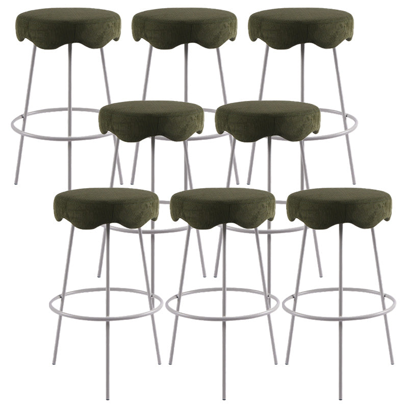 Contemporary Style Counter Stool Upholstered Bar-height Bar Stool with Metal Base White-Green 8 Piece Set Clearhalo 'Bar Furniture' 'Bar Stools' 'bar_stools' 'furn' 'furn_bar_stools' 'Furniture' 'Kitchen & Dining Furniture' 6371572