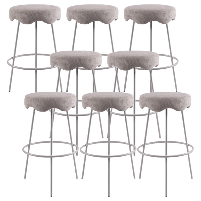 Contemporary Style Counter Stool Upholstered Bar-height Bar Stool with Metal Base White-Gray 8 Piece Set Clearhalo 'Bar Furniture' 'Bar Stools' 'bar_stools' 'furn' 'furn_bar_stools' 'Furniture' 'Kitchen & Dining Furniture' 6371577