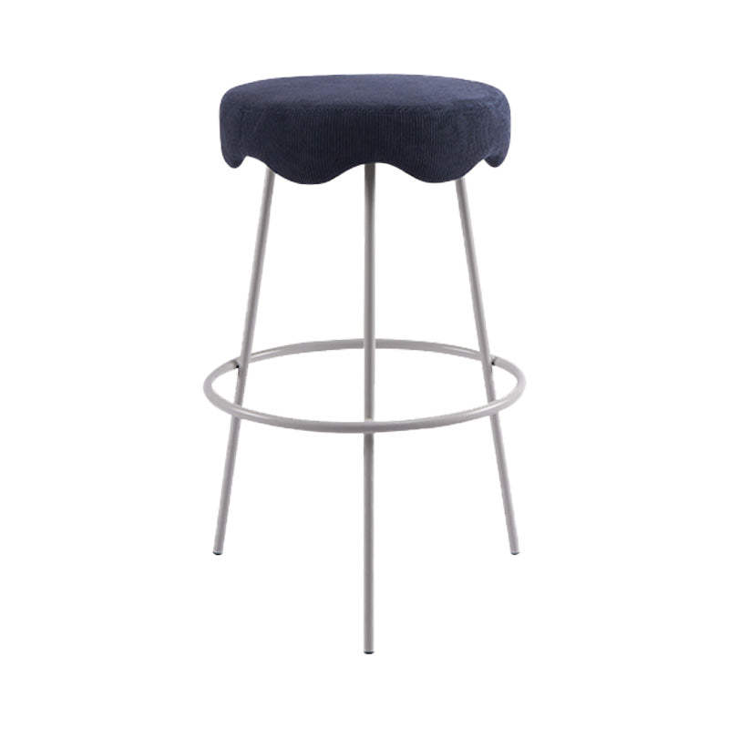 Contemporary Style Counter Stool Upholstered Bar-height Bar Stool with Metal Base White-Blue 1 Piece Clearhalo 'Bar Furniture' 'Bar Stools' 'bar_stools' 'furn' 'furn_bar_stools' 'Furniture' 'Kitchen & Dining Furniture' 6371578