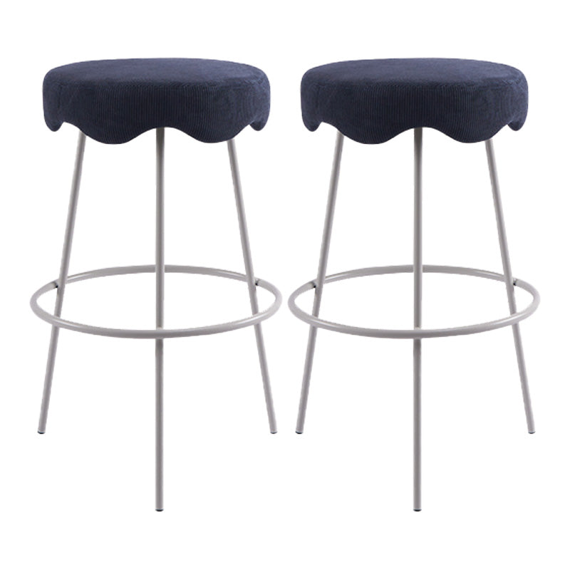 Contemporary Style Counter Stool Upholstered Bar-height Bar Stool with Metal Base White-Blue 2 Piece Set Clearhalo 'Bar Furniture' 'Bar Stools' 'bar_stools' 'furn' 'furn_bar_stools' 'Furniture' 'Kitchen & Dining Furniture' 6371579