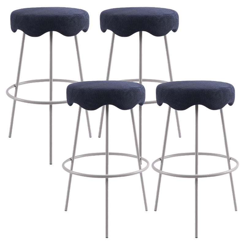 Contemporary Style Counter Stool Upholstered Bar-height Bar Stool with Metal Base White-Blue 4 Piece Set Clearhalo 'Bar Furniture' 'Bar Stools' 'bar_stools' 'furn' 'furn_bar_stools' 'Furniture' 'Kitchen & Dining Furniture' 6371580