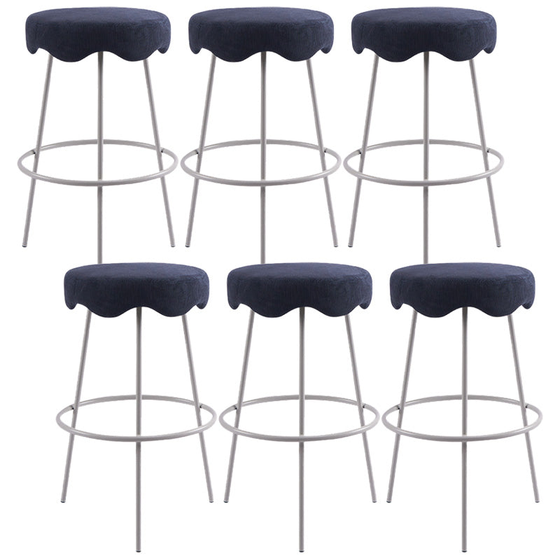 Contemporary Style Counter Stool Upholstered Bar-height Bar Stool with Metal Base White-Blue 6 Piece Set Clearhalo 'Bar Furniture' 'Bar Stools' 'bar_stools' 'furn' 'furn_bar_stools' 'Furniture' 'Kitchen & Dining Furniture' 6371581