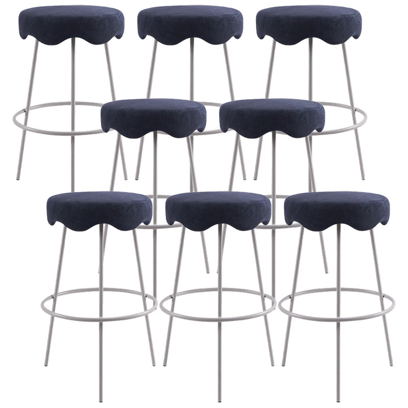 Contemporary Style Counter Stool Upholstered Bar-height Bar Stool with Metal Base White-Blue 8 Piece Set Clearhalo 'Bar Furniture' 'Bar Stools' 'bar_stools' 'furn' 'furn_bar_stools' 'Furniture' 'Kitchen & Dining Furniture' 6371582