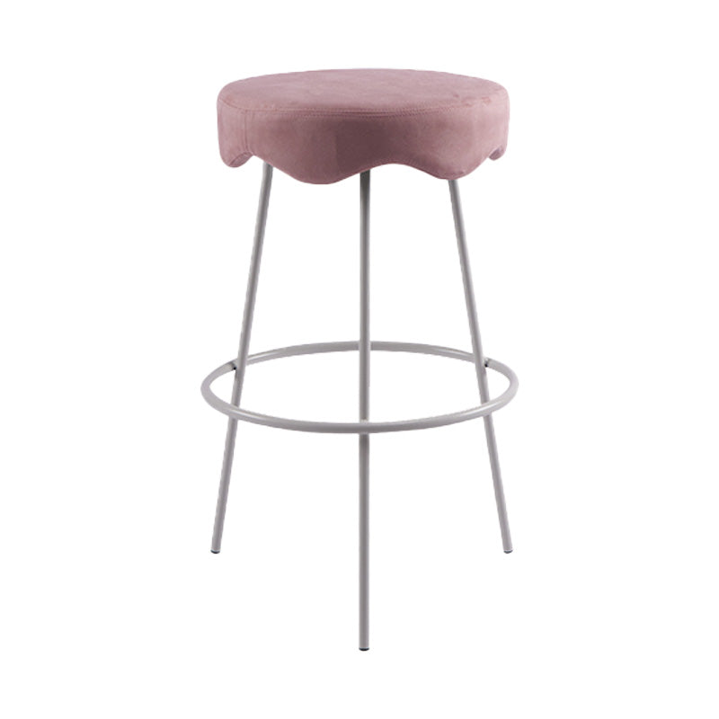 Contemporary Style Counter Stool Upholstered Bar-height Bar Stool with Metal Base White-Pink 1 Piece Clearhalo 'Bar Furniture' 'Bar Stools' 'bar_stools' 'furn' 'furn_bar_stools' 'Furniture' 'Kitchen & Dining Furniture' 6371583