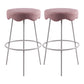 Contemporary Style Counter Stool Upholstered Bar-height Bar Stool with Metal Base White-Pink 2 Piece Set Clearhalo 'Bar Furniture' 'Bar Stools' 'bar_stools' 'furn' 'furn_bar_stools' 'Furniture' 'Kitchen & Dining Furniture' 6371584