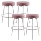 Contemporary Style Counter Stool Upholstered Bar-height Bar Stool with Metal Base White-Pink 4 Piece Set Clearhalo 'Bar Furniture' 'Bar Stools' 'bar_stools' 'furn' 'furn_bar_stools' 'Furniture' 'Kitchen & Dining Furniture' 6371585