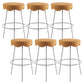 Contemporary Style Counter Stool Upholstered Bar-height Bar Stool with Metal Base White-Yellow 6 Piece Set Clearhalo 'Bar Furniture' 'Bar Stools' 'bar_stools' 'furn' 'furn_bar_stools' 'Furniture' 'Kitchen & Dining Furniture' 6371590