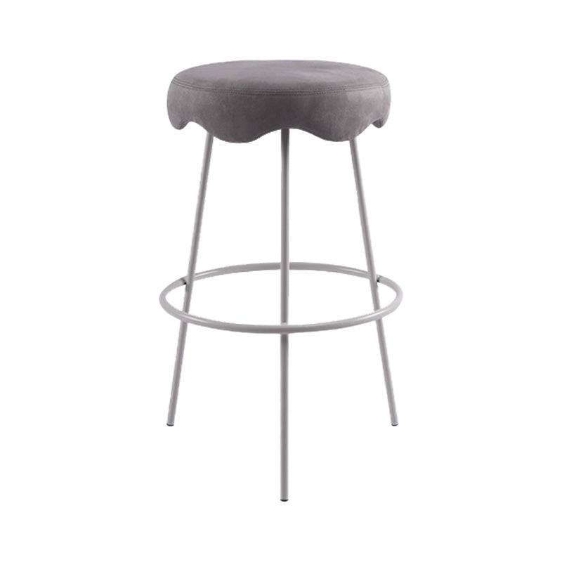 Contemporary Style Counter Stool Upholstered Bar-height Bar Stool with Metal Base Gray-White 1 Piece Clearhalo 'Bar Furniture' 'Bar Stools' 'bar_stools' 'furn' 'furn_bar_stools' 'Furniture' 'Kitchen & Dining Furniture' 6371592