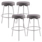 Contemporary Style Counter Stool Upholstered Bar-height Bar Stool with Metal Base Gray-White 4 Piece Set Clearhalo 'Bar Furniture' 'Bar Stools' 'bar_stools' 'furn' 'furn_bar_stools' 'Furniture' 'Kitchen & Dining Furniture' 6371594