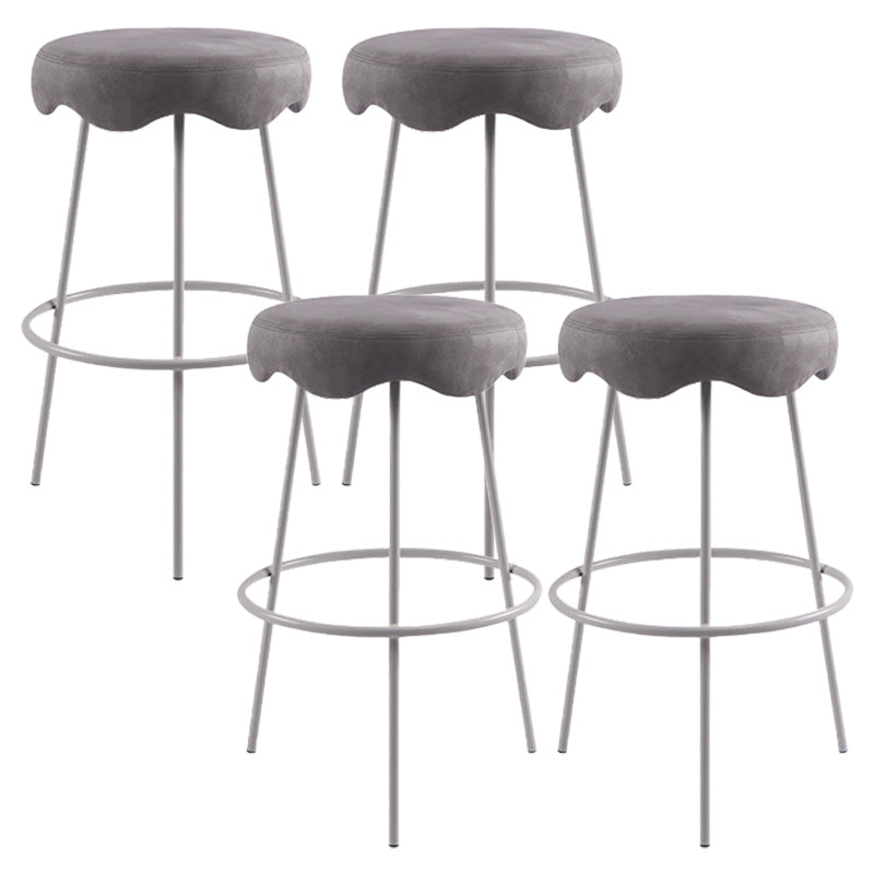 Contemporary Style Counter Stool Upholstered Bar-height Bar Stool with Metal Base Gray-White 4 Piece Set Clearhalo 'Bar Furniture' 'Bar Stools' 'bar_stools' 'furn' 'furn_bar_stools' 'Furniture' 'Kitchen & Dining Furniture' 6371594