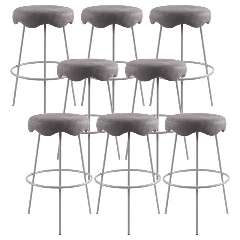 Contemporary Style Counter Stool Upholstered Bar-height Bar Stool with Metal Base Gray-White 8 Piece Set Clearhalo 'Bar Furniture' 'Bar Stools' 'bar_stools' 'furn' 'furn_bar_stools' 'Furniture' 'Kitchen & Dining Furniture' 6371596