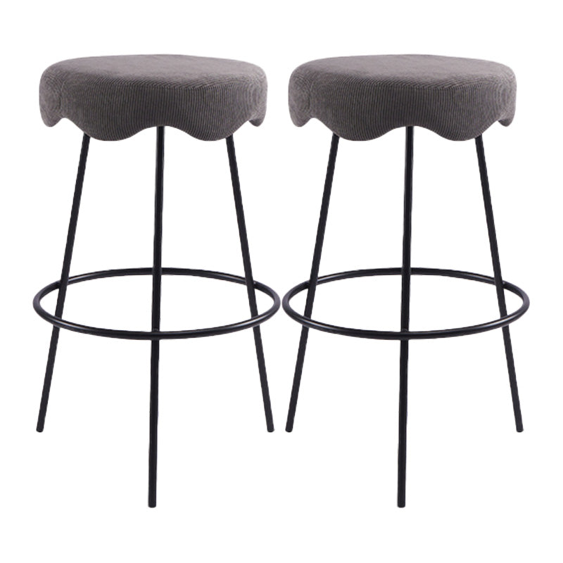 Contemporary Style Counter Stool Upholstered Bar-height Bar Stool with Metal Base Light Gray-Black 2 Piece Set Clearhalo 'Bar Furniture' 'Bar Stools' 'bar_stools' 'furn' 'furn_bar_stools' 'Furniture' 'Kitchen & Dining Furniture' 6371598
