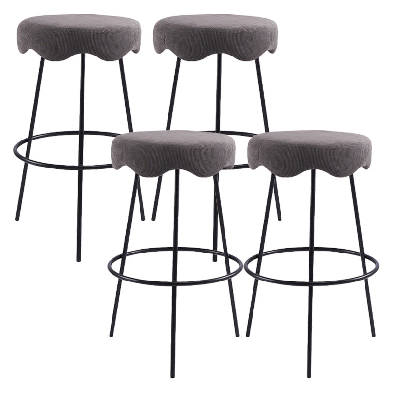 Contemporary Style Counter Stool Upholstered Bar-height Bar Stool with Metal Base Light Gray-Black 4 Piece Set Clearhalo 'Bar Furniture' 'Bar Stools' 'bar_stools' 'furn' 'furn_bar_stools' 'Furniture' 'Kitchen & Dining Furniture' 6371599