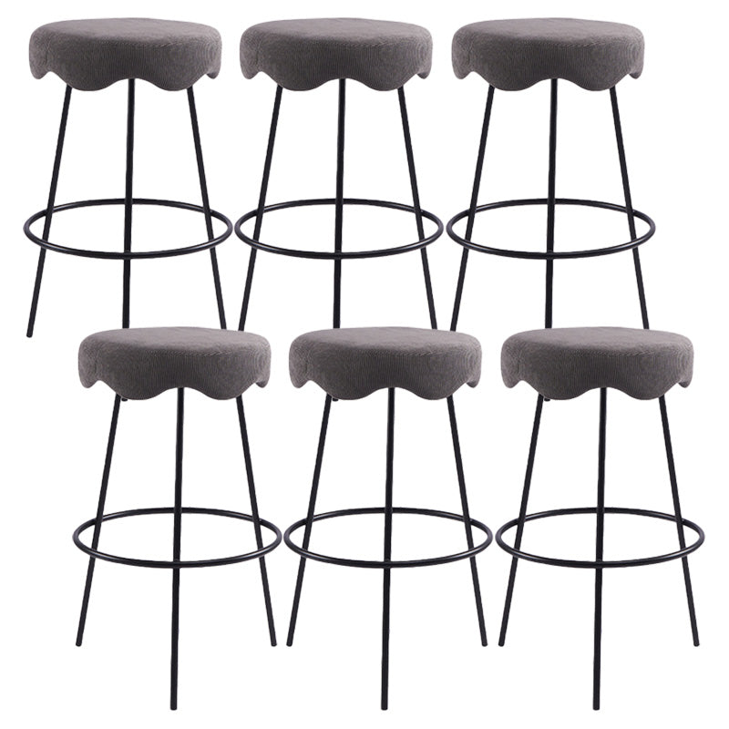 Contemporary Style Counter Stool Upholstered Bar-height Bar Stool with Metal Base Light Gray-Black 6 Piece Set Clearhalo 'Bar Furniture' 'Bar Stools' 'bar_stools' 'furn' 'furn_bar_stools' 'Furniture' 'Kitchen & Dining Furniture' 6371600