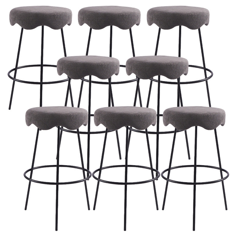 Contemporary Style Counter Stool Upholstered Bar-height Bar Stool with Metal Base Light Gray-Black 8 Piece Set Clearhalo 'Bar Furniture' 'Bar Stools' 'bar_stools' 'furn' 'furn_bar_stools' 'Furniture' 'Kitchen & Dining Furniture' 6371601