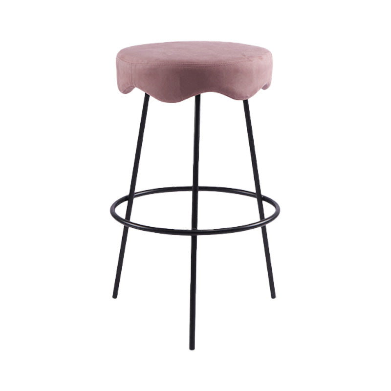 Contemporary Style Counter Stool Upholstered Bar-height Bar Stool with Metal Base Pink Black 1 Piece Clearhalo 'Bar Furniture' 'Bar Stools' 'bar_stools' 'furn' 'furn_bar_stools' 'Furniture' 'Kitchen & Dining Furniture' 6371602