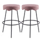 Contemporary Style Counter Stool Upholstered Bar-height Bar Stool with Metal Base Pink Black 2 Piece Set Clearhalo 'Bar Furniture' 'Bar Stools' 'bar_stools' 'furn' 'furn_bar_stools' 'Furniture' 'Kitchen & Dining Furniture' 6371603