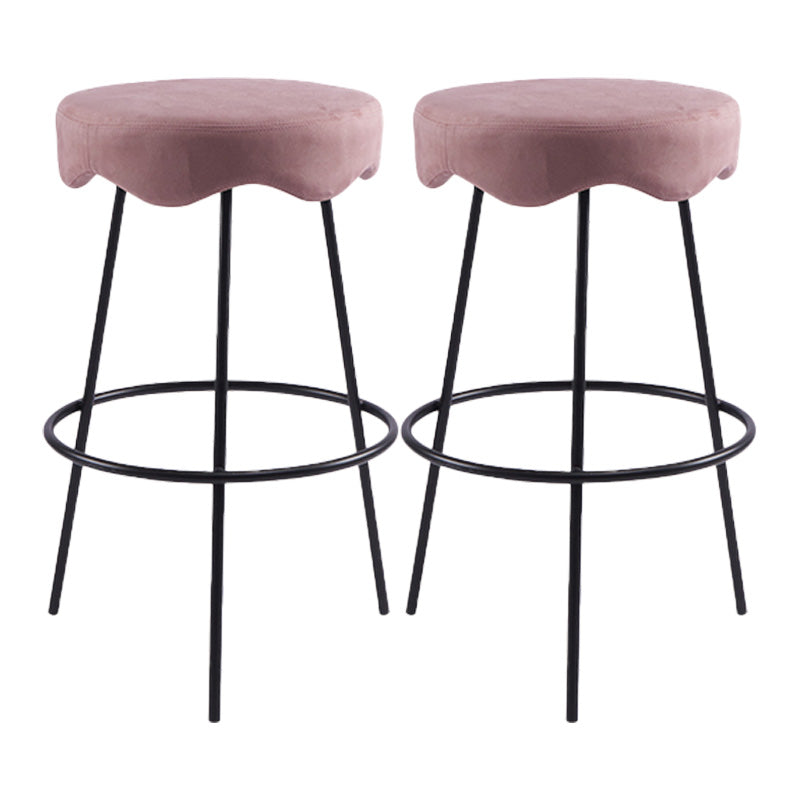 Contemporary Style Counter Stool Upholstered Bar-height Bar Stool with Metal Base Pink Black 2 Piece Set Clearhalo 'Bar Furniture' 'Bar Stools' 'bar_stools' 'furn' 'furn_bar_stools' 'Furniture' 'Kitchen & Dining Furniture' 6371603