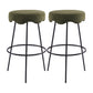 Contemporary Style Counter Stool Upholstered Bar-height Bar Stool with Metal Base Green-Black 2 Piece Set Clearhalo 'Bar Furniture' 'Bar Stools' 'bar_stools' 'furn' 'furn_bar_stools' 'Furniture' 'Kitchen & Dining Furniture' 6371608