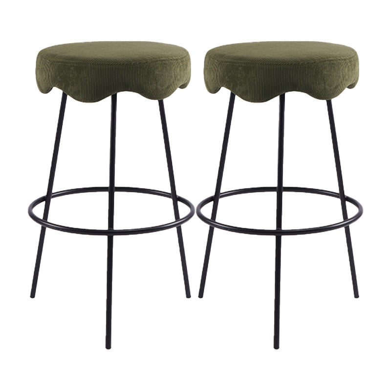 Contemporary Style Counter Stool Upholstered Bar-height Bar Stool with Metal Base Green-Black 2 Piece Set Clearhalo 'Bar Furniture' 'Bar Stools' 'bar_stools' 'furn' 'furn_bar_stools' 'Furniture' 'Kitchen & Dining Furniture' 6371608