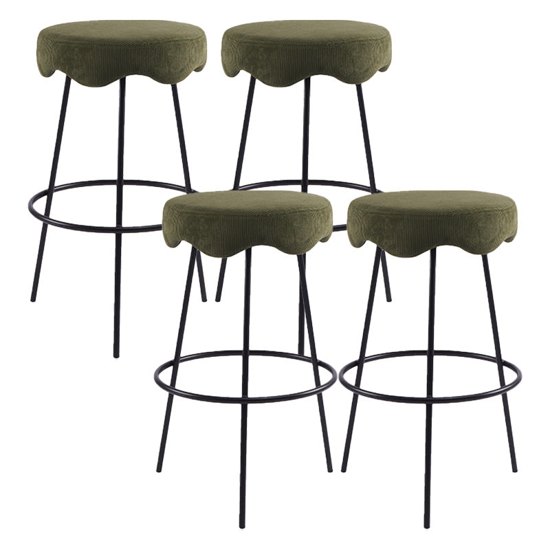 Contemporary Style Counter Stool Upholstered Bar-height Bar Stool with Metal Base Green-Black 4 Piece Set Clearhalo 'Bar Furniture' 'Bar Stools' 'bar_stools' 'furn' 'furn_bar_stools' 'Furniture' 'Kitchen & Dining Furniture' 6371609