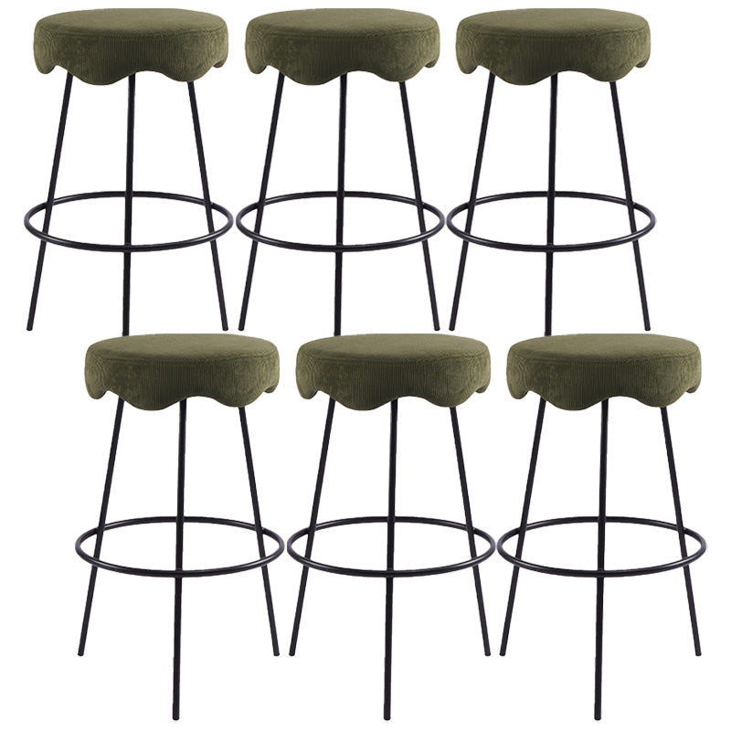 Contemporary Style Counter Stool Upholstered Bar-height Bar Stool with Metal Base Green-Black 6 Piece Set Clearhalo 'Bar Furniture' 'Bar Stools' 'bar_stools' 'furn' 'furn_bar_stools' 'Furniture' 'Kitchen & Dining Furniture' 6371610