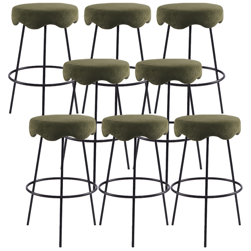Contemporary Style Counter Stool Upholstered Bar-height Bar Stool with Metal Base Green-Black 8 Piece Set Clearhalo 'Bar Furniture' 'Bar Stools' 'bar_stools' 'furn' 'furn_bar_stools' 'Furniture' 'Kitchen & Dining Furniture' 6371611