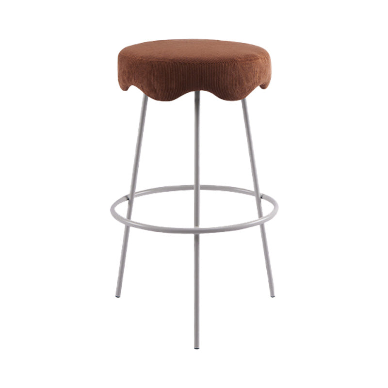 Contemporary Style Counter Stool Upholstered Bar-height Bar Stool with Metal Base White-Brown 1 Piece Clearhalo 'Bar Furniture' 'Bar Stools' 'bar_stools' 'furn' 'furn_bar_stools' 'Furniture' 'Kitchen & Dining Furniture' 6371612