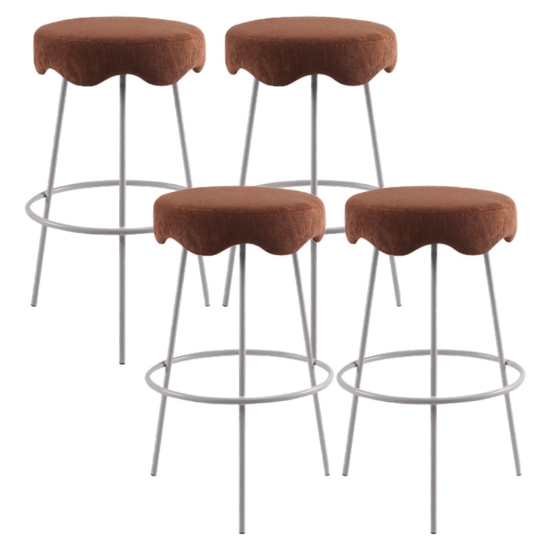 Contemporary Style Counter Stool Upholstered Bar-height Bar Stool with Metal Base White-Brown 4 Piece Set Clearhalo 'Bar Furniture' 'Bar Stools' 'bar_stools' 'furn' 'furn_bar_stools' 'Furniture' 'Kitchen & Dining Furniture' 6371614