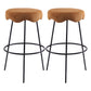 Contemporary Style Counter Stool Upholstered Bar-height Bar Stool with Metal Base Brown-Black 2 Piece Set Clearhalo 'Bar Furniture' 'Bar Stools' 'bar_stools' 'furn' 'furn_bar_stools' 'Furniture' 'Kitchen & Dining Furniture' 6371618