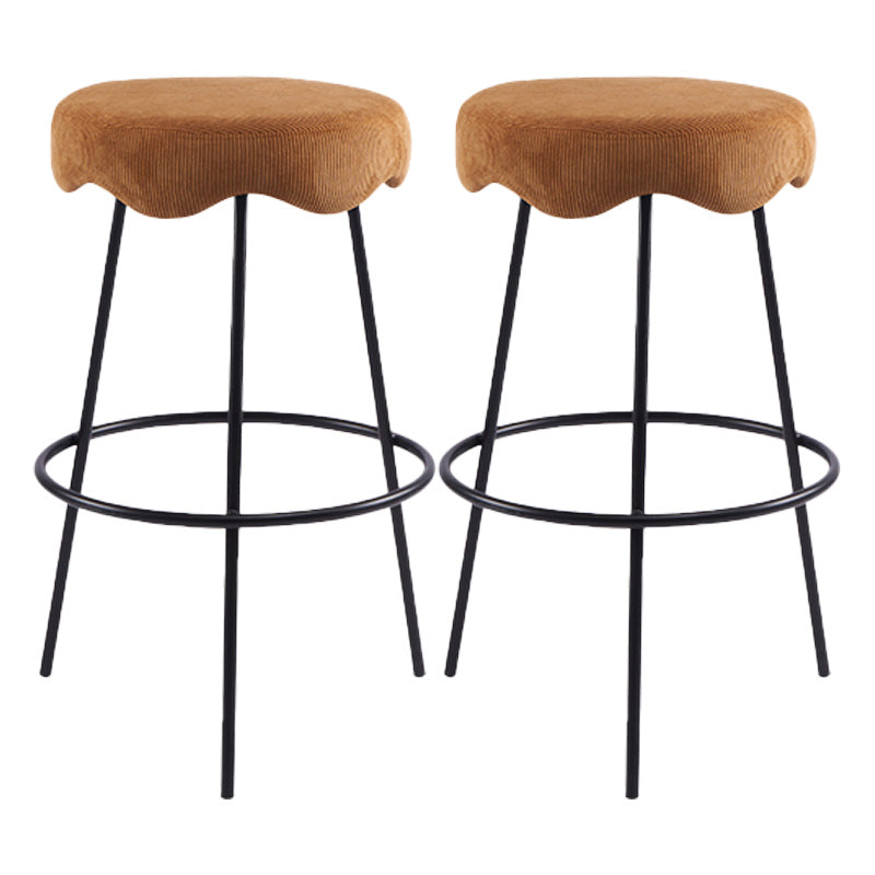 Contemporary Style Counter Stool Upholstered Bar-height Bar Stool with Metal Base Brown-Black 2 Piece Set Clearhalo 'Bar Furniture' 'Bar Stools' 'bar_stools' 'furn' 'furn_bar_stools' 'Furniture' 'Kitchen & Dining Furniture' 6371618