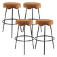 Contemporary Style Counter Stool Upholstered Bar-height Bar Stool with Metal Base Brown-Black 4 Piece Set Clearhalo 'Bar Furniture' 'Bar Stools' 'bar_stools' 'furn' 'furn_bar_stools' 'Furniture' 'Kitchen & Dining Furniture' 6371619