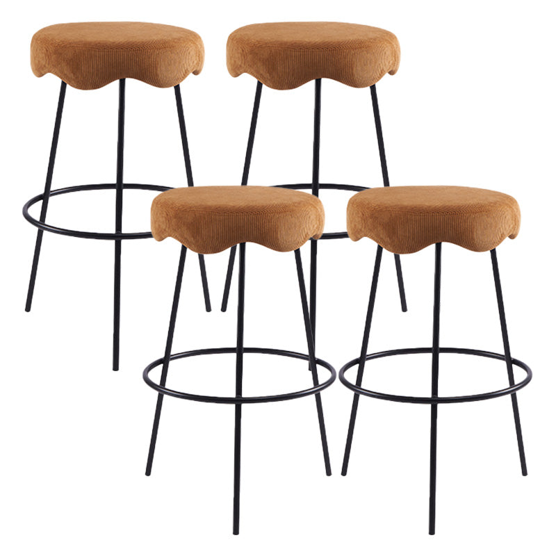 Contemporary Style Counter Stool Upholstered Bar-height Bar Stool with Metal Base Brown-Black 4 Piece Set Clearhalo 'Bar Furniture' 'Bar Stools' 'bar_stools' 'furn' 'furn_bar_stools' 'Furniture' 'Kitchen & Dining Furniture' 6371619