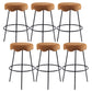 Contemporary Style Counter Stool Upholstered Bar-height Bar Stool with Metal Base Brown-Black 6 Piece Set Clearhalo 'Bar Furniture' 'Bar Stools' 'bar_stools' 'furn' 'furn_bar_stools' 'Furniture' 'Kitchen & Dining Furniture' 6371620