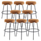 Contemporary Style Counter Stool Upholstered Bar-height Bar Stool with Metal Base Brown-Black 8 Piece Set Clearhalo 'Bar Furniture' 'Bar Stools' 'bar_stools' 'furn' 'furn_bar_stools' 'Furniture' 'Kitchen & Dining Furniture' 6371621