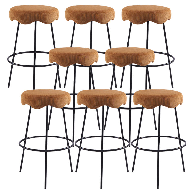 Contemporary Style Counter Stool Upholstered Bar-height Bar Stool with Metal Base Brown-Black 8 Piece Set Clearhalo 'Bar Furniture' 'Bar Stools' 'bar_stools' 'furn' 'furn_bar_stools' 'Furniture' 'Kitchen & Dining Furniture' 6371621