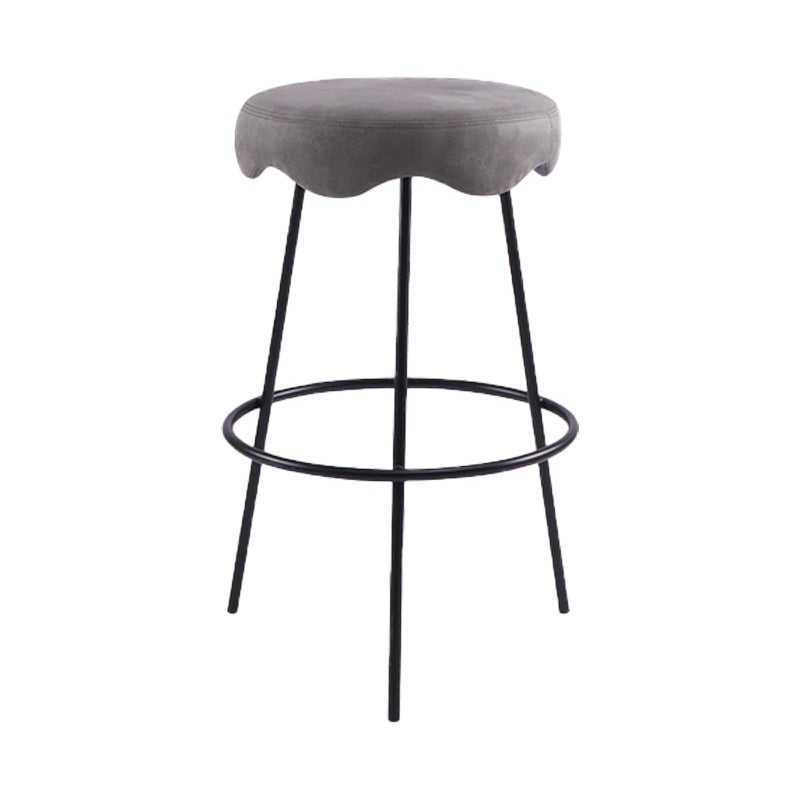 Contemporary Style Counter Stool Upholstered Bar-height Bar Stool with Metal Base Black Gray 1 Piece Clearhalo 'Bar Furniture' 'Bar Stools' 'bar_stools' 'furn' 'furn_bar_stools' 'Furniture' 'Kitchen & Dining Furniture' 6371622