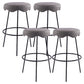 Contemporary Style Counter Stool Upholstered Bar-height Bar Stool with Metal Base Black Gray 4 Piece Set Clearhalo 'Bar Furniture' 'Bar Stools' 'bar_stools' 'furn' 'furn_bar_stools' 'Furniture' 'Kitchen & Dining Furniture' 6371624