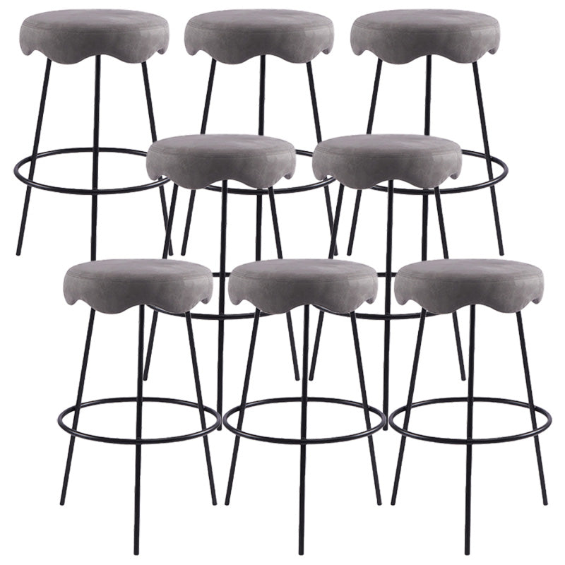 Contemporary Style Counter Stool Upholstered Bar-height Bar Stool with Metal Base Black Gray 8 Piece Set Clearhalo 'Bar Furniture' 'Bar Stools' 'bar_stools' 'furn' 'furn_bar_stools' 'Furniture' 'Kitchen & Dining Furniture' 6371626