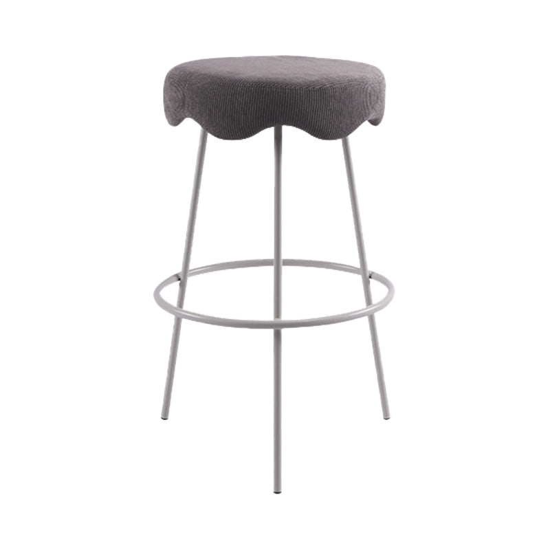 Contemporary Style Counter Stool Upholstered Bar-height Bar Stool with Metal Base White-Gray 1 Piece Clearhalo 'Bar Furniture' 'Bar Stools' 'bar_stools' 'furn' 'furn_bar_stools' 'Furniture' 'Kitchen & Dining Furniture' 6371632