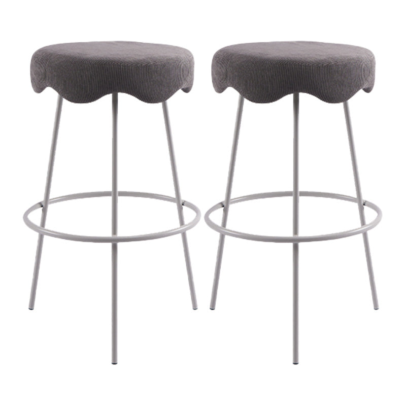 Contemporary Style Counter Stool Upholstered Bar-height Bar Stool with Metal Base White-Gray 2 Piece Set Clearhalo 'Bar Furniture' 'Bar Stools' 'bar_stools' 'furn' 'furn_bar_stools' 'Furniture' 'Kitchen & Dining Furniture' 6371633