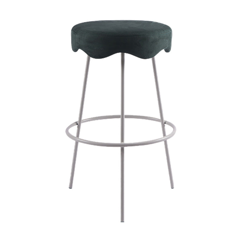 Contemporary Style Counter Stool Upholstered Bar-height Bar Stool with Metal Base White Green 1 Piece Clearhalo 'Bar Furniture' 'Bar Stools' 'bar_stools' 'furn' 'furn_bar_stools' 'Furniture' 'Kitchen & Dining Furniture' 6371637