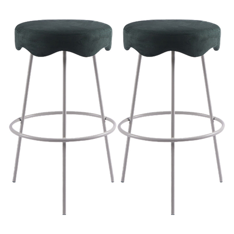Contemporary Style Counter Stool Upholstered Bar-height Bar Stool with Metal Base White Green 2 Piece Set Clearhalo 'Bar Furniture' 'Bar Stools' 'bar_stools' 'furn' 'furn_bar_stools' 'Furniture' 'Kitchen & Dining Furniture' 6371638
