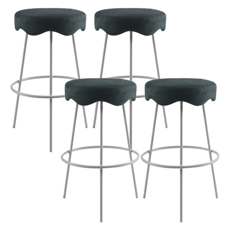 Contemporary Style Counter Stool Upholstered Bar-height Bar Stool with Metal Base White Green 4 Piece Set Clearhalo 'Bar Furniture' 'Bar Stools' 'bar_stools' 'furn' 'furn_bar_stools' 'Furniture' 'Kitchen & Dining Furniture' 6371639