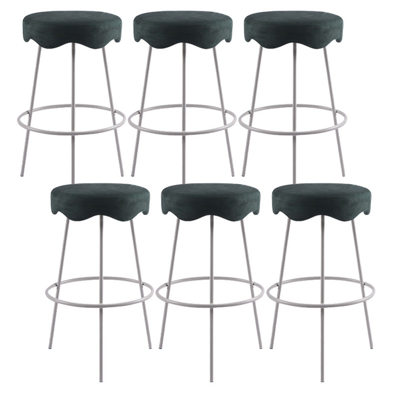 Contemporary Style Counter Stool Upholstered Bar-height Bar Stool with Metal Base White Green 6 Piece Set Clearhalo 'Bar Furniture' 'Bar Stools' 'bar_stools' 'furn' 'furn_bar_stools' 'Furniture' 'Kitchen & Dining Furniture' 6371640