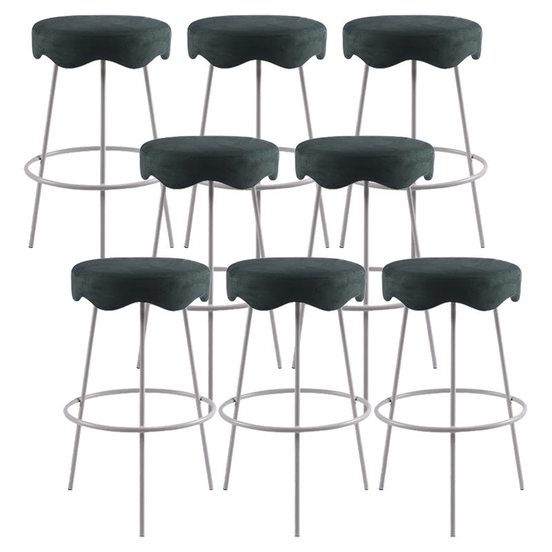 Contemporary Style Counter Stool Upholstered Bar-height Bar Stool with Metal Base White Green 8 Piece Set Clearhalo 'Bar Furniture' 'Bar Stools' 'bar_stools' 'furn' 'furn_bar_stools' 'Furniture' 'Kitchen & Dining Furniture' 6371641