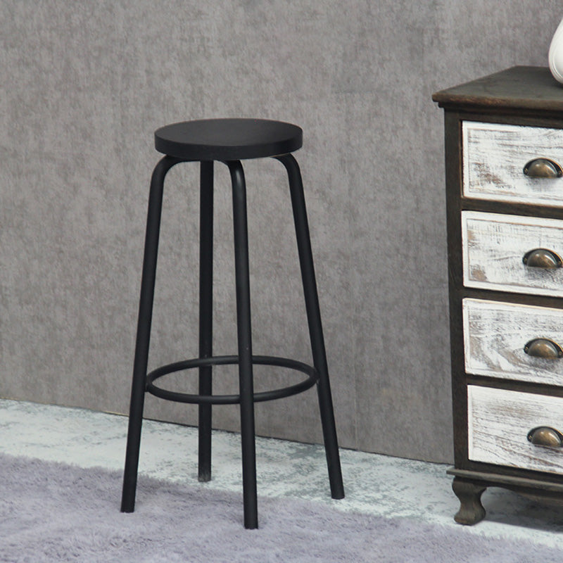 Industrial Metal Counter Height Stools Armless Bar Stool in Black Clearhalo 'Bar Furniture' 'Bar Stools' 'bar_stools' 'furn' 'furn_bar_stools' 'Furniture' 'Kitchen & Dining Furniture' 6371643