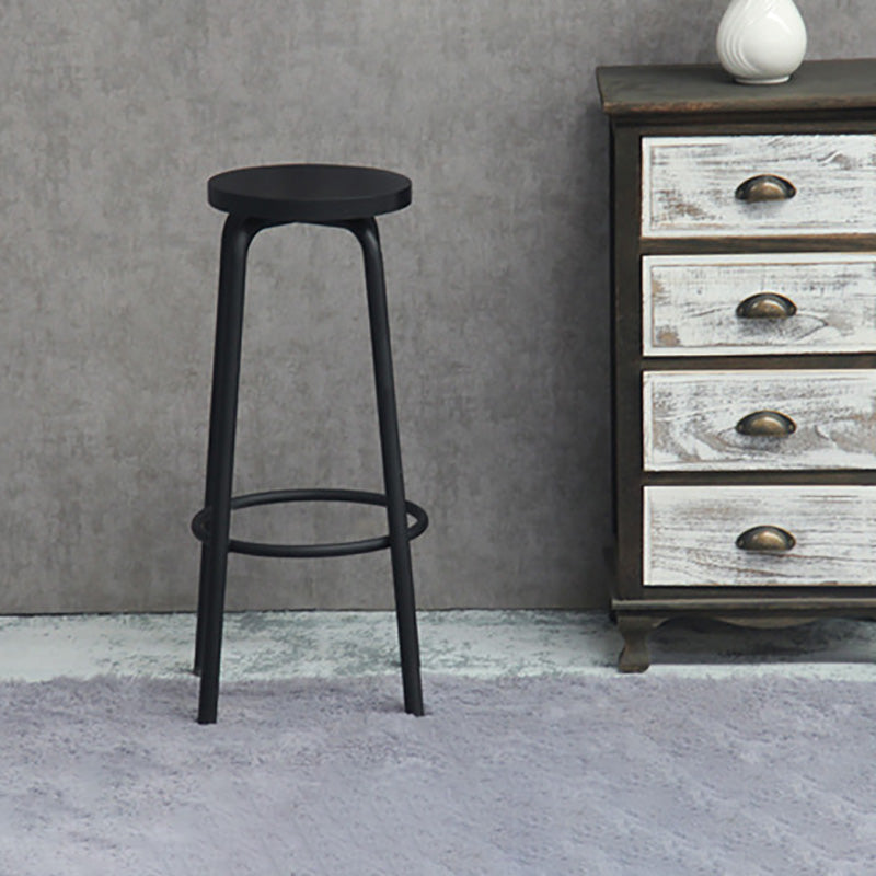 Industrial Metal Counter Height Stools Armless Bar Stool in Black Clearhalo 'Bar Furniture' 'Bar Stools' 'bar_stools' 'furn' 'furn_bar_stools' 'Furniture' 'Kitchen & Dining Furniture' 6371646