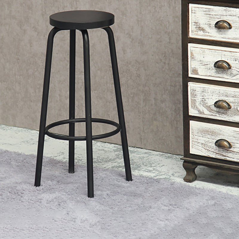 Industrial Metal Counter Height Stools Armless Bar Stool in Black Clearhalo 'Bar Furniture' 'Bar Stools' 'bar_stools' 'furn' 'furn_bar_stools' 'Furniture' 'Kitchen & Dining Furniture' 6371647